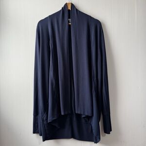 Quince Women French Terry Modal Cardigan Navy Long Sleeve Top L